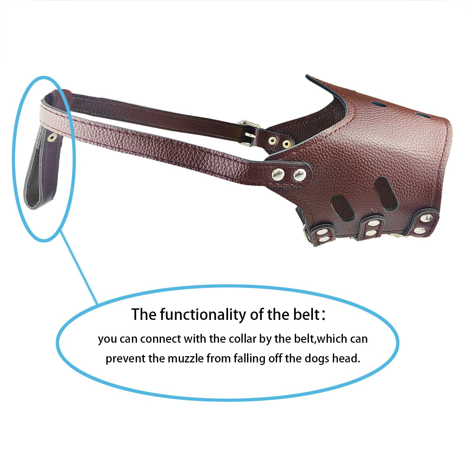 Soft PU Leather Dog Muzzle Prevent Biting Barking Chewing Small Brown Guard