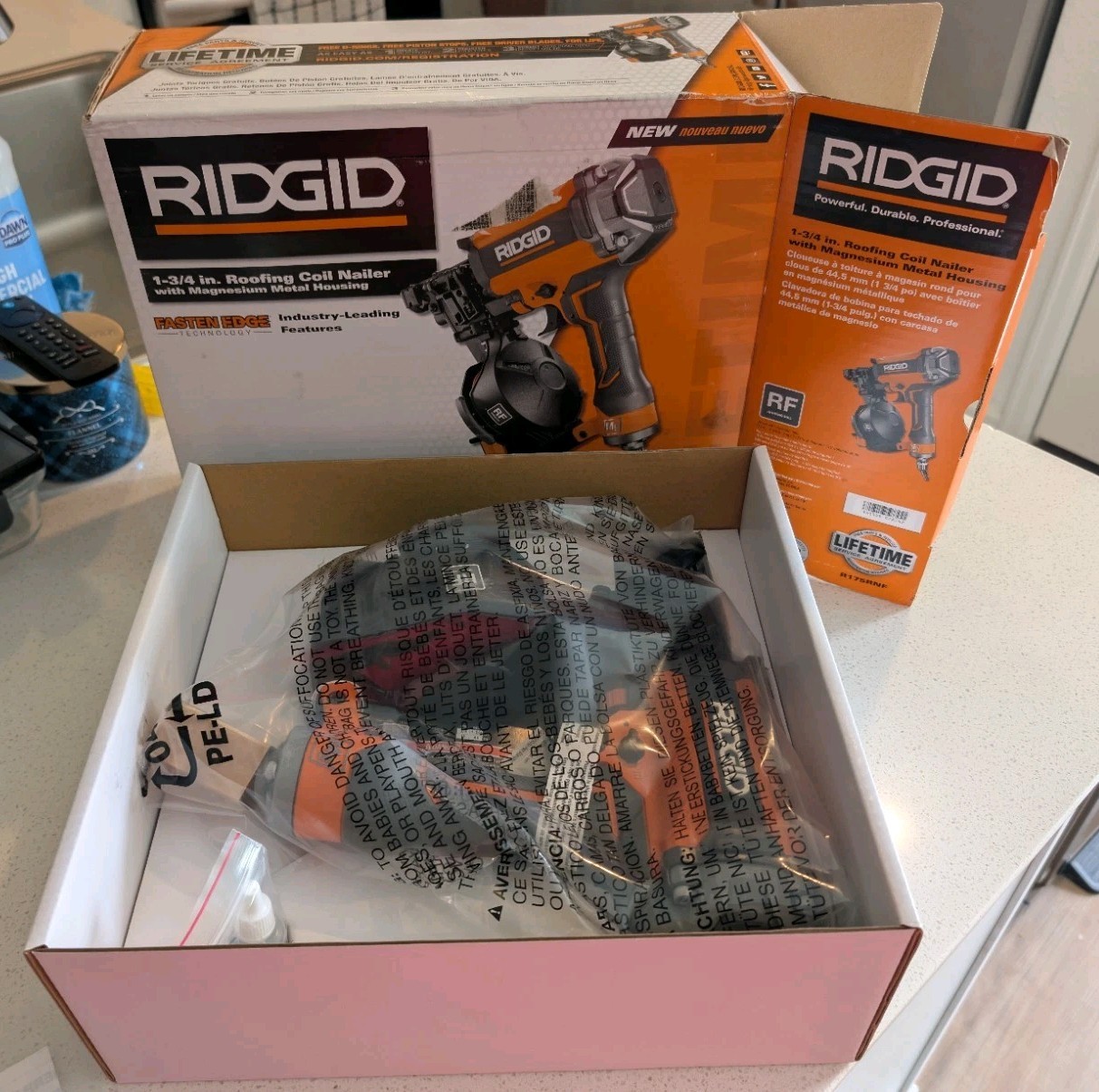 Ridgid R175RNF 1-3/4" Pneumatic Coil Roofing Nailer, OPEN BOX