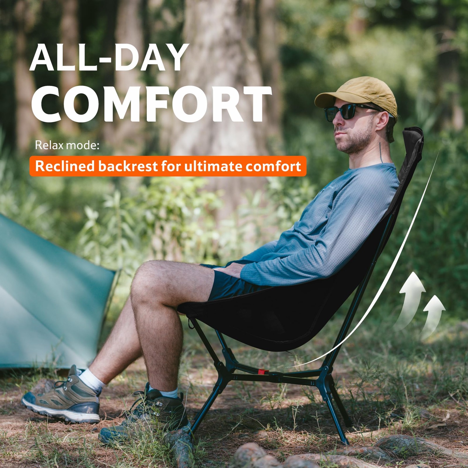 YL01 Plus Snap Camping Chair, 1 Second Setup Frame, Portable Backpacking Chai...