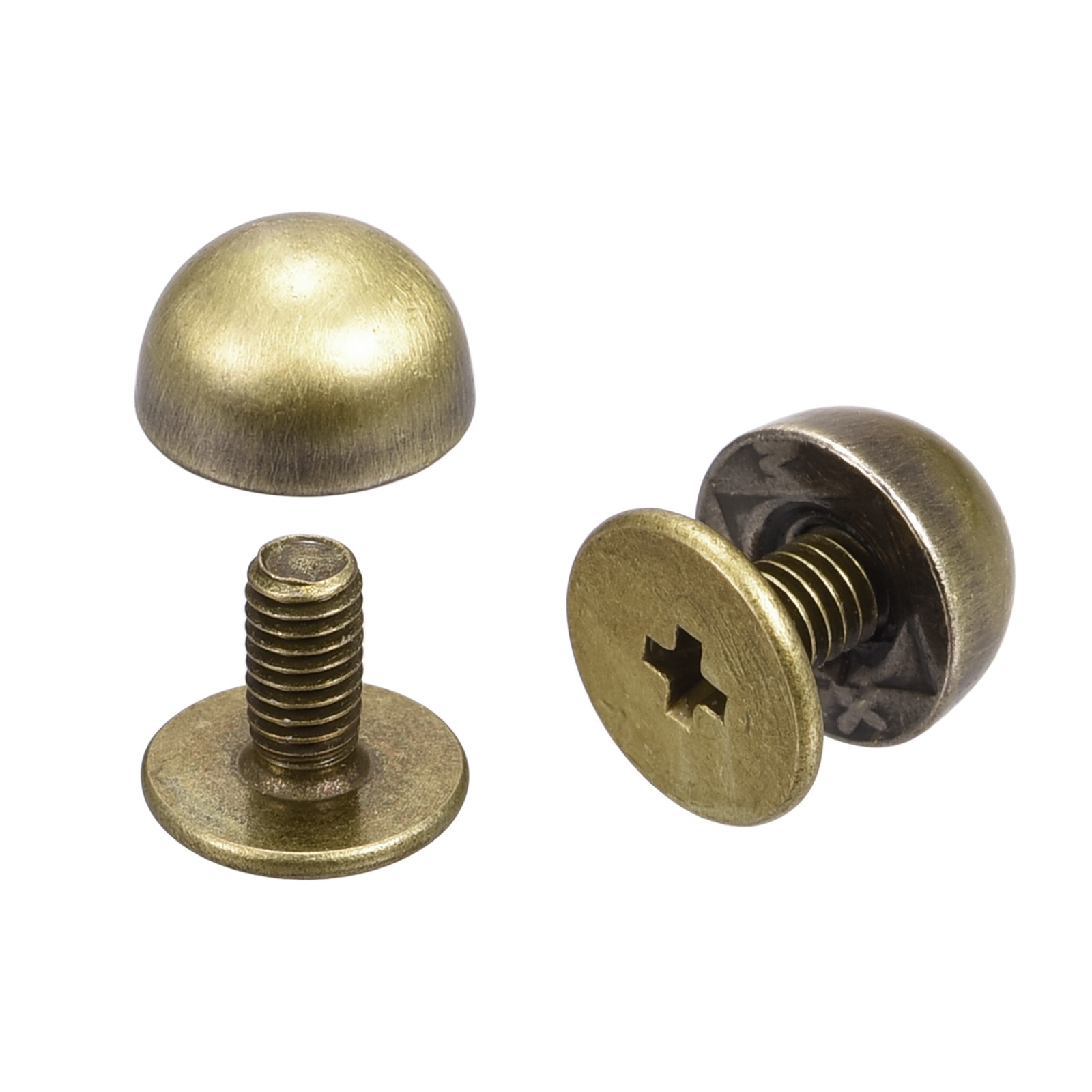 Screw Back Rivets, 8 Sets 8x5mm Round Rivet Leather Spike, Bronze Tone