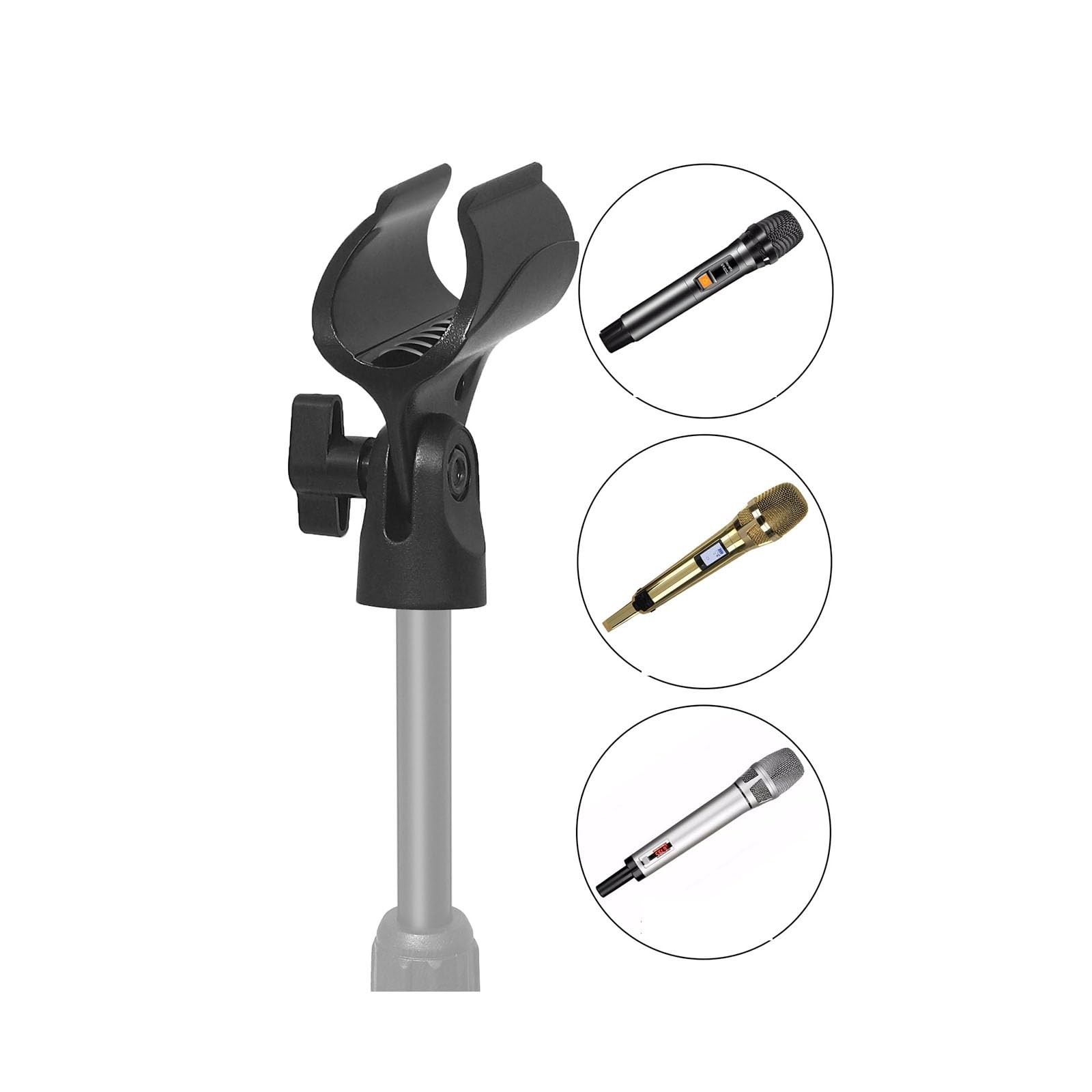 2 Pcs Universal Microphone Clip, Adjustable Mic Clip Holder for Black
