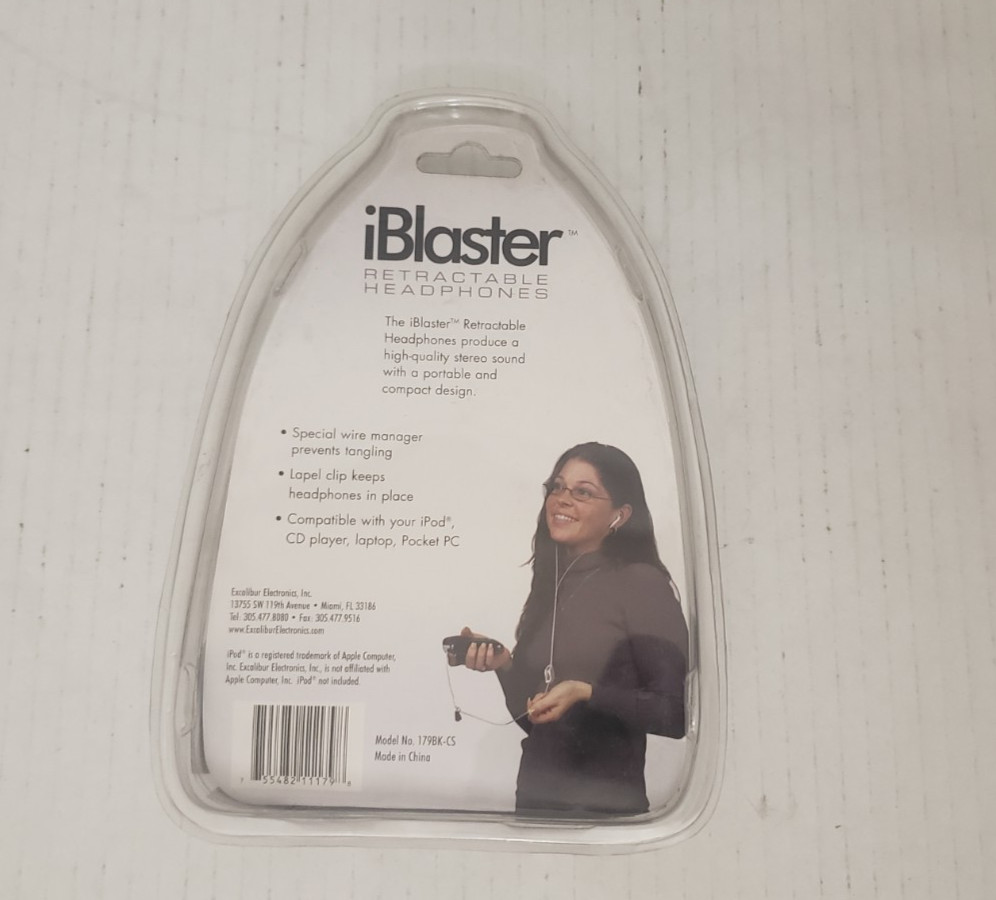 iBlaster Retractable Earphones Black 179BK-CS
