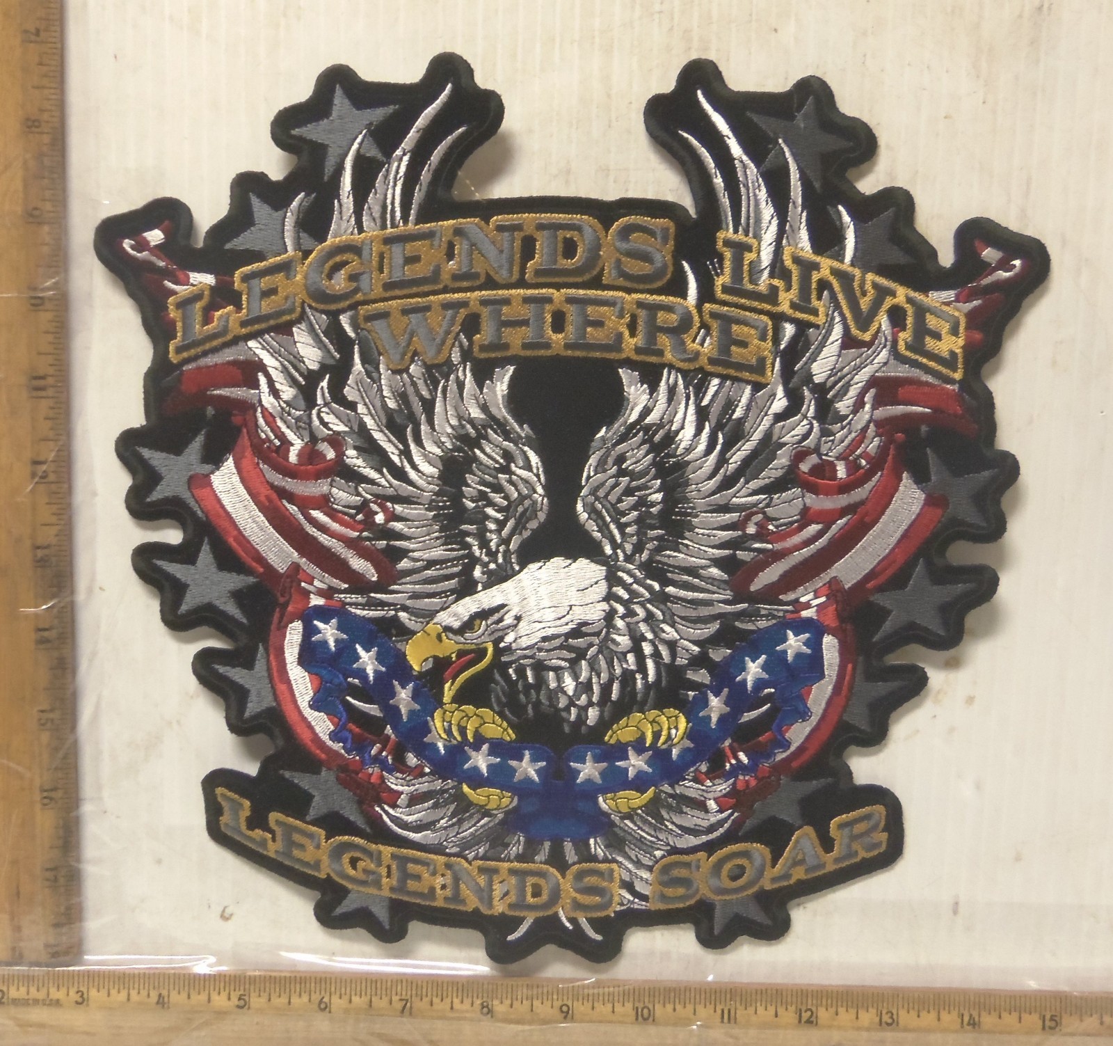 "Legends Live Where Legends Soar" - US Flag & Eagle Embroidered Back Patch