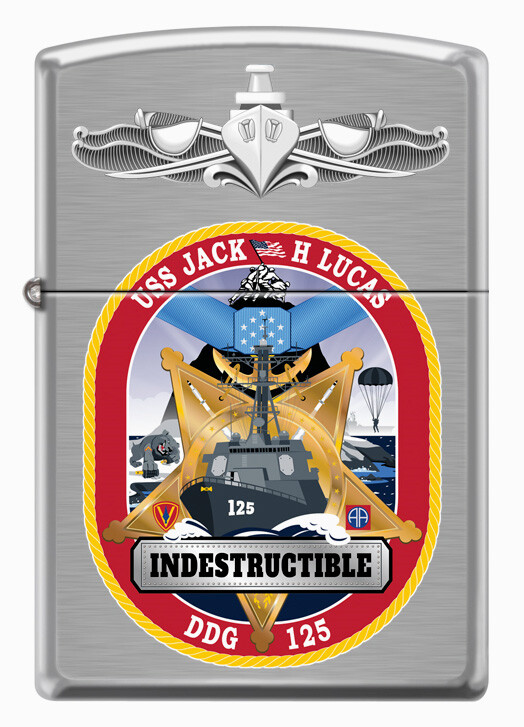 USS Jack H. Lucas (DDG-125) Destroyer Zippo MIB   Brushed Chrome