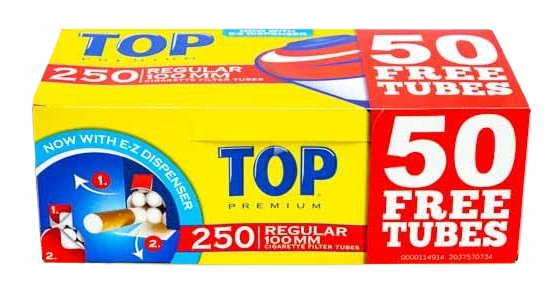 Top Regular 100s Cigarette 250ct Tubes - 4 Boxes
