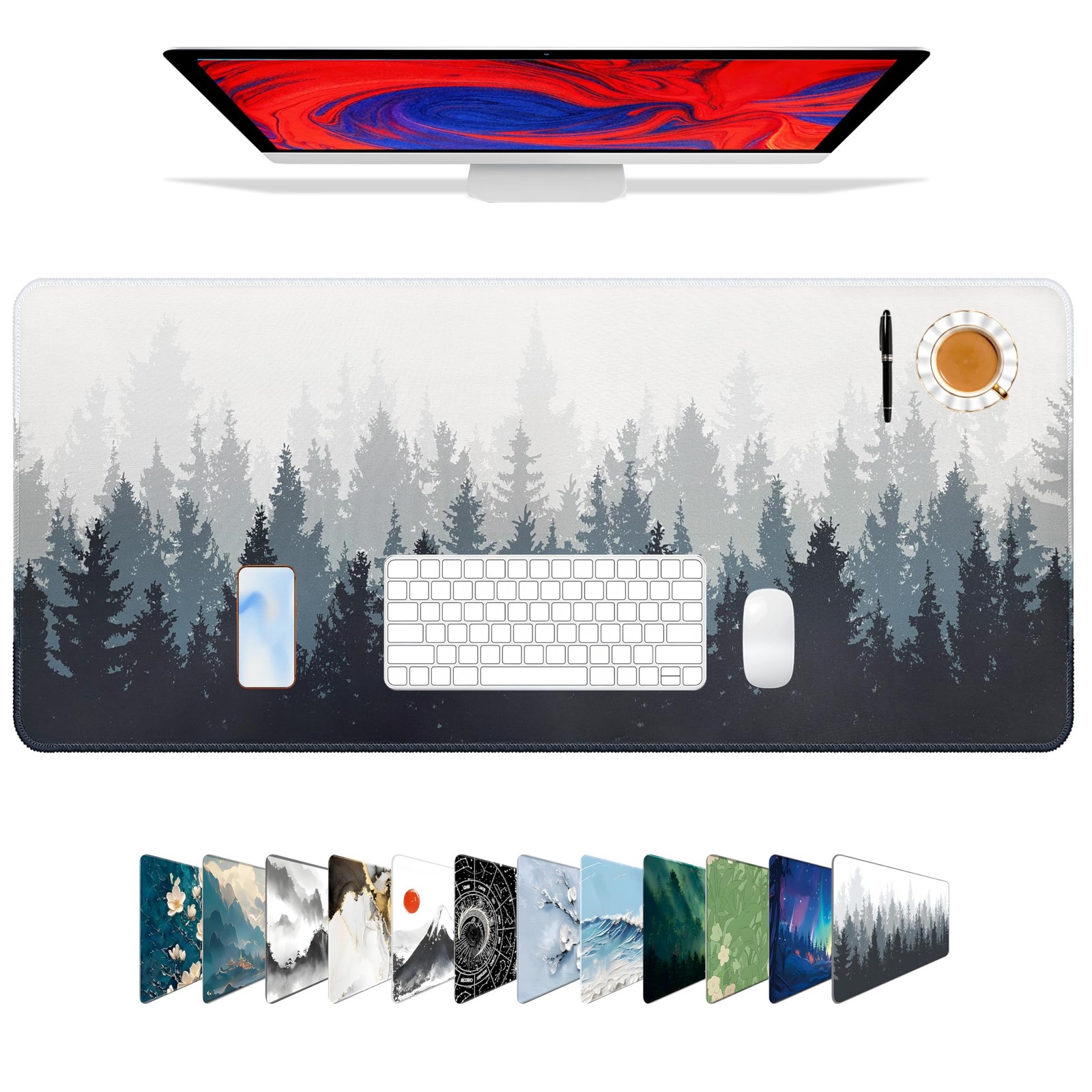 Galdas Mouse Pad For Gaming,Forest Background Pattern XXL XL Large Mouse Mat ...