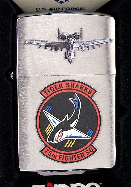 75th FS Tiger Sharks A-10C Thunderbolt Zippo MIB  Brushed Chrome