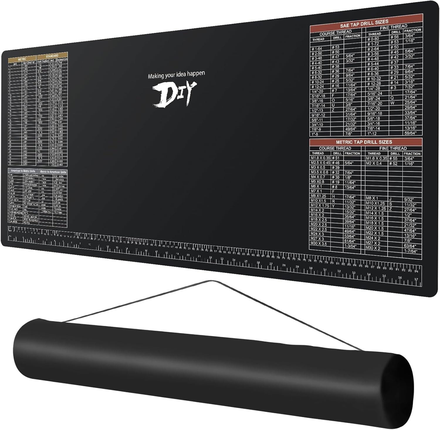 39.5”X18” DIY Worktable Mat Large Work Bench Workshop Workbench Black