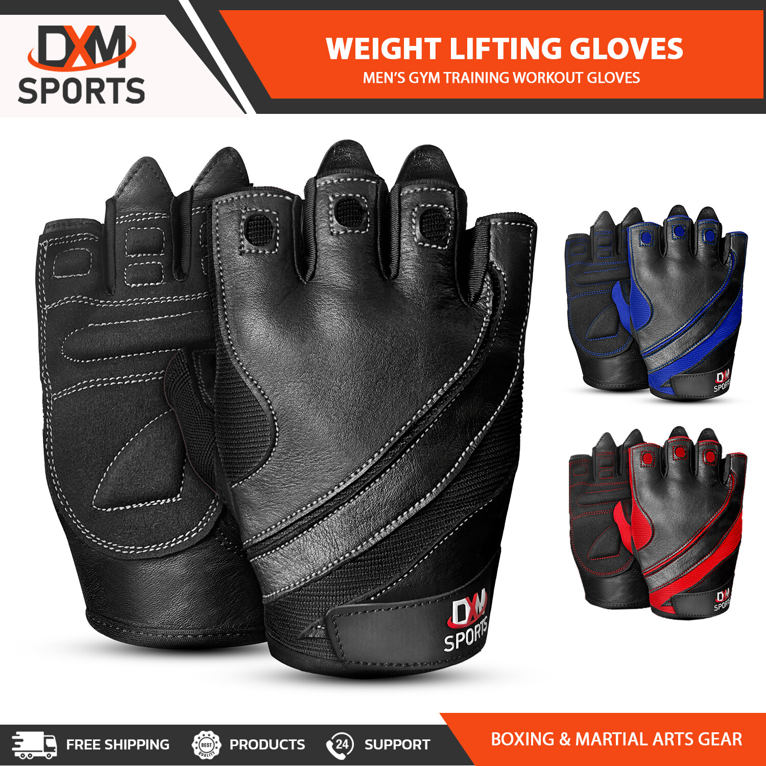 DXM SPORTS Men Workout Gloves Fitness Training Leather Gym Weight Lifting Gloves