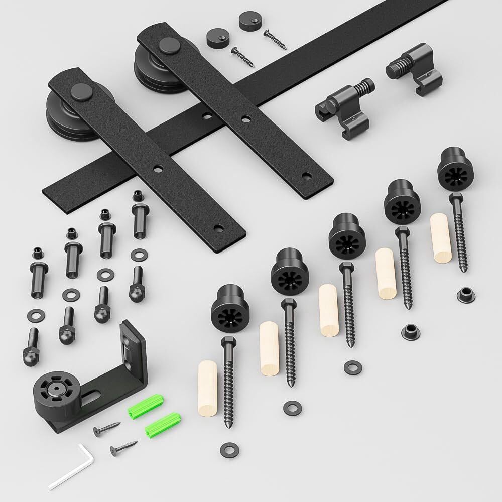 CCJH 4FT-20FT Modern Sliding Barn Door Hardware Track Kit for Single/Double Door