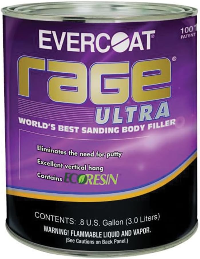 Rage Ultra - Sanding Body Filler for Steel, Fiberglass and More - 128 Fl Oz