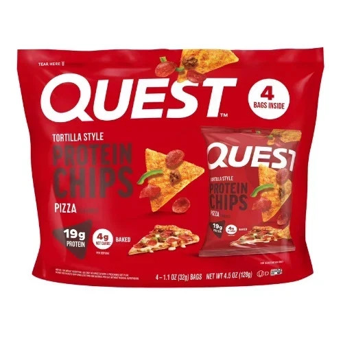 Quest Tortilla Style Protein Chips, 19G Protein, Baked, Pizza Flavor, 1.1Oz Bags
