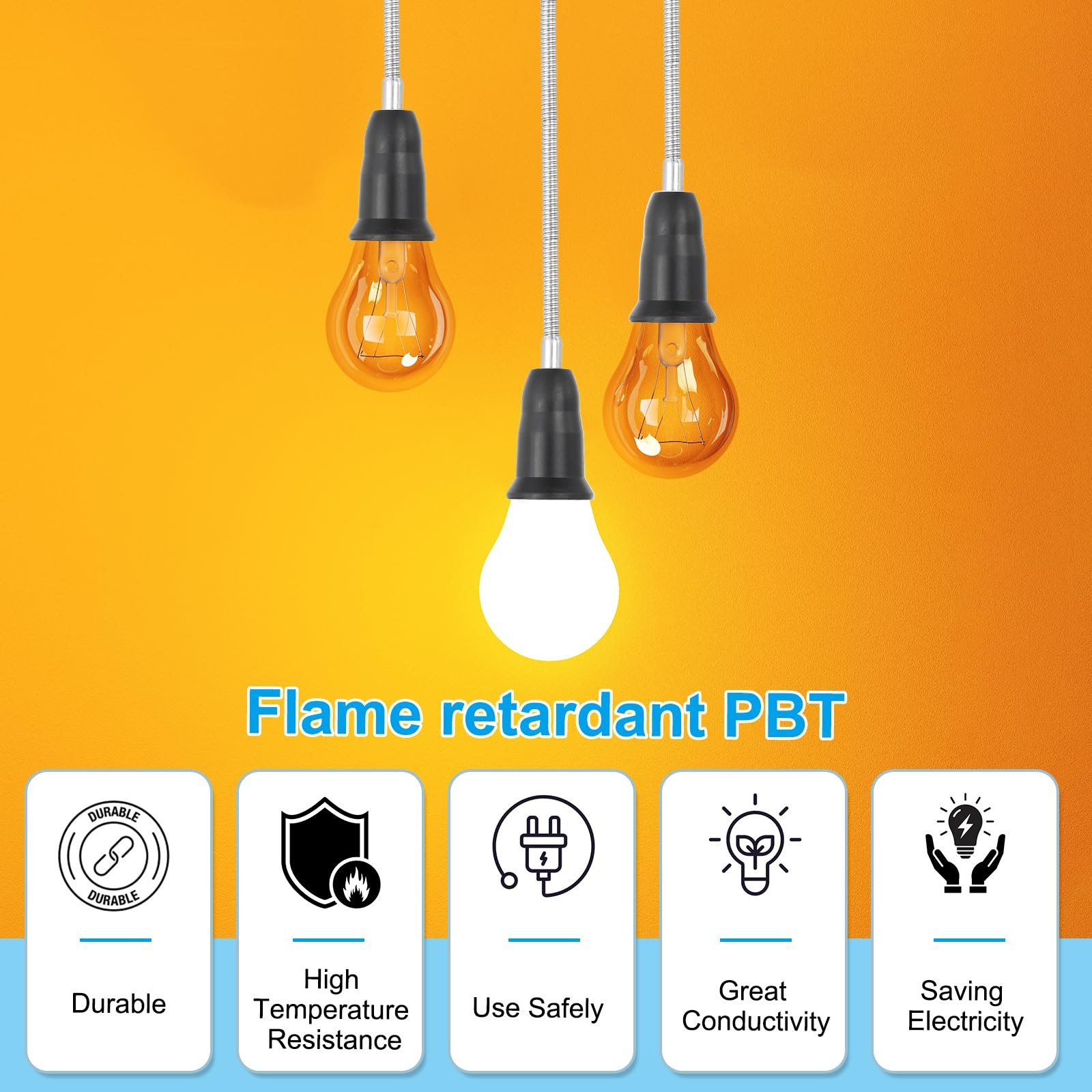PATIKIL 23.6 Inch E26/E27 Light Socket Extender, 2 Pcs Inch, Black