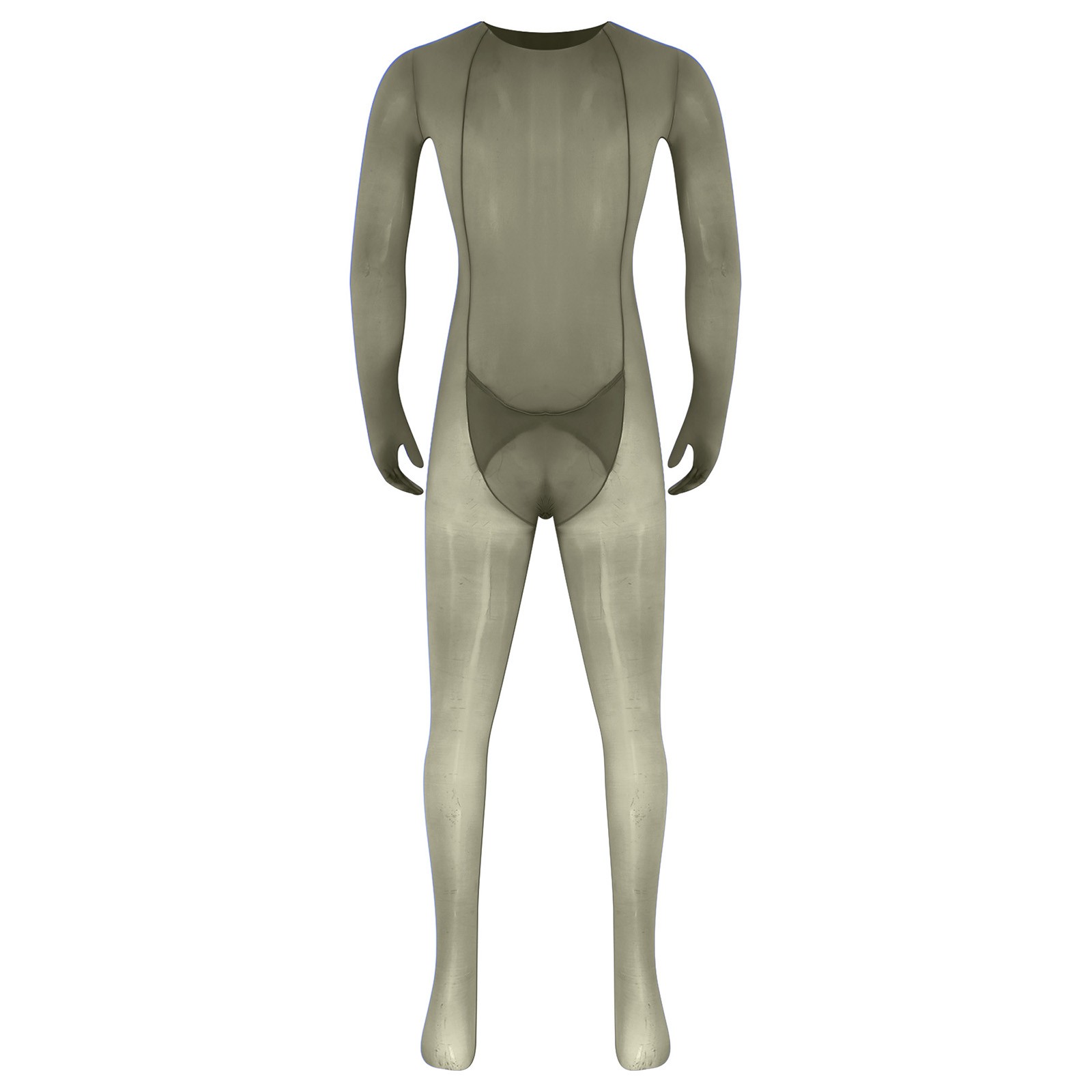 Men Unitard One-Piece Bodysuit Full-body Jumpsuit Silky Nightwear Sissy Opaque
