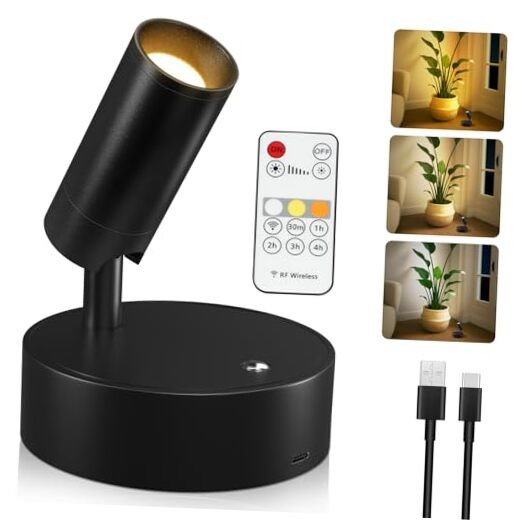 Spot Lights Indoor, Wireless LED Spotlight, Uplighting Indoor 1 Pack Black-1