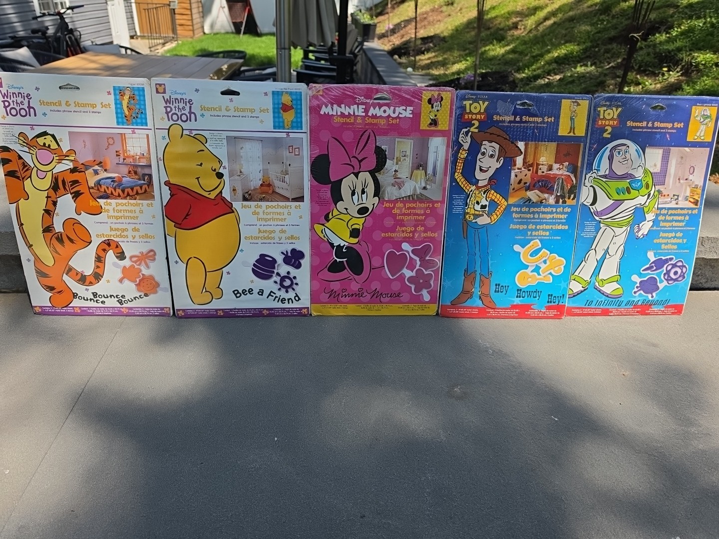 ⭐️Disney Stencil & Stamp Set  Lot Of 5 Winnie, Tigger, Minnie, Woody & Buzz NEW