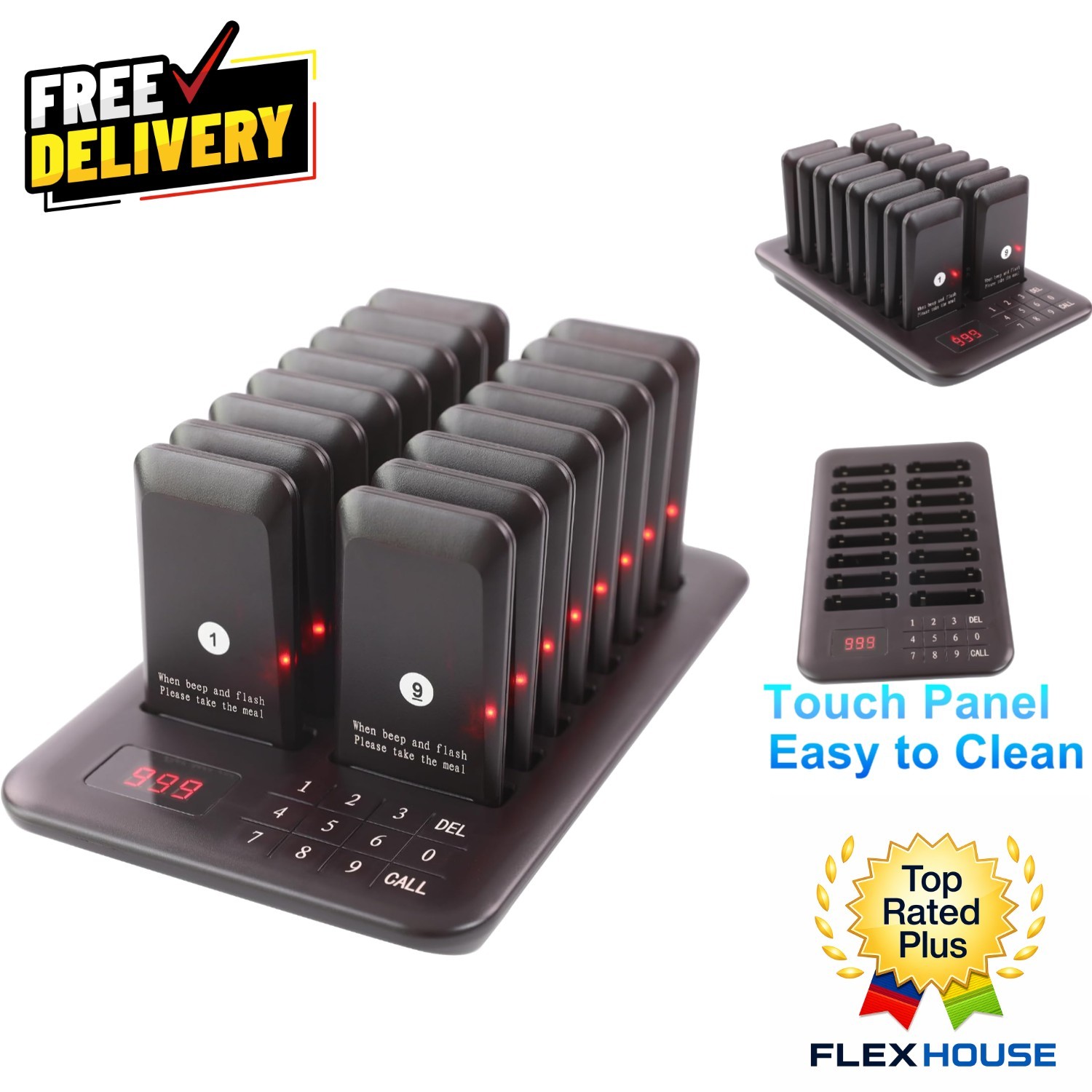 Customer Notification System with 16 Pagers - Ideal for Restaurants and Cafes