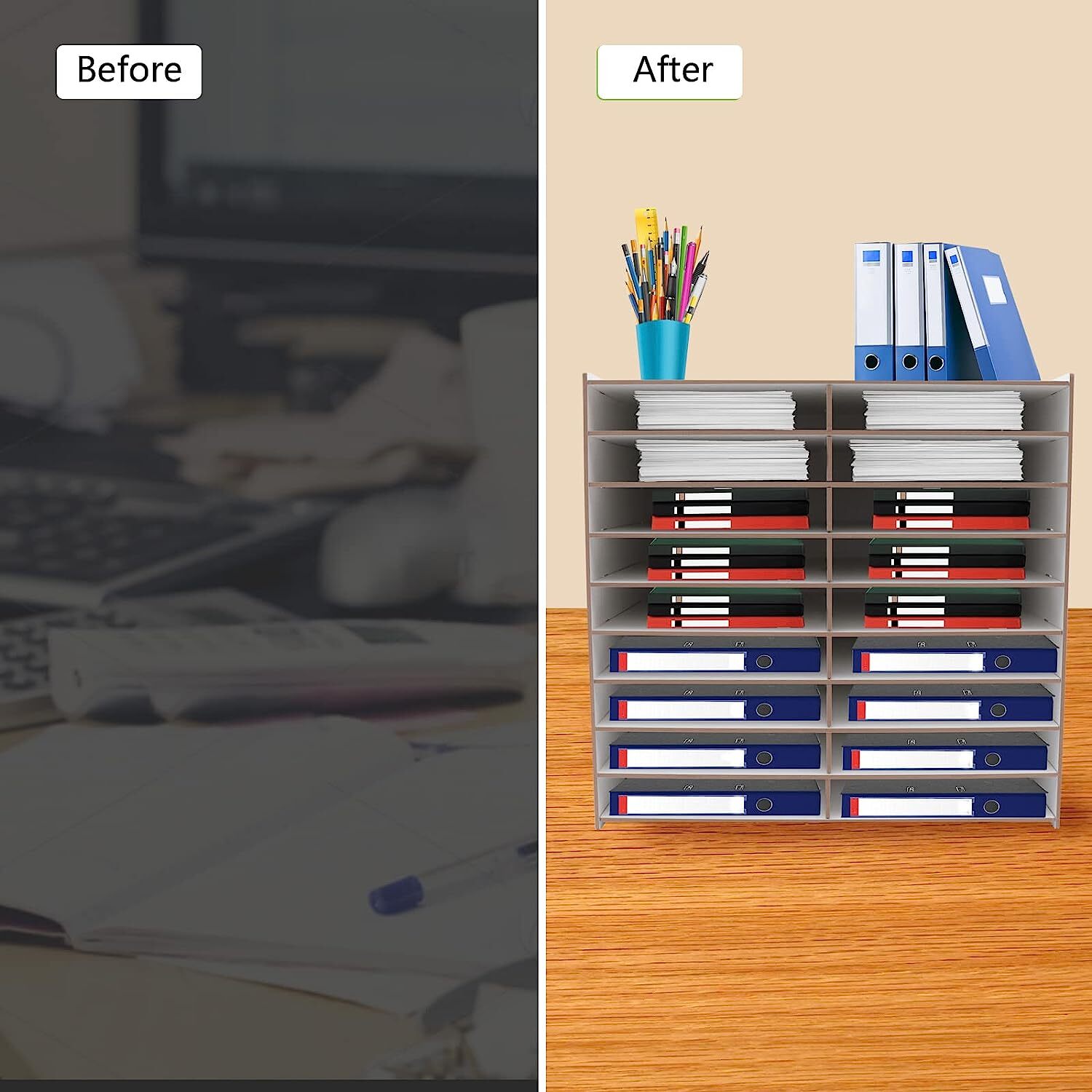 Literature Sorter Storage Cabinet A4 Paper Folder Storage System Organiser Tray