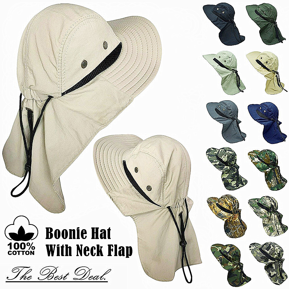 Boonie Snap Hat Outdoor Wide Brim Neck Flap Cover Sun Bucket Hats