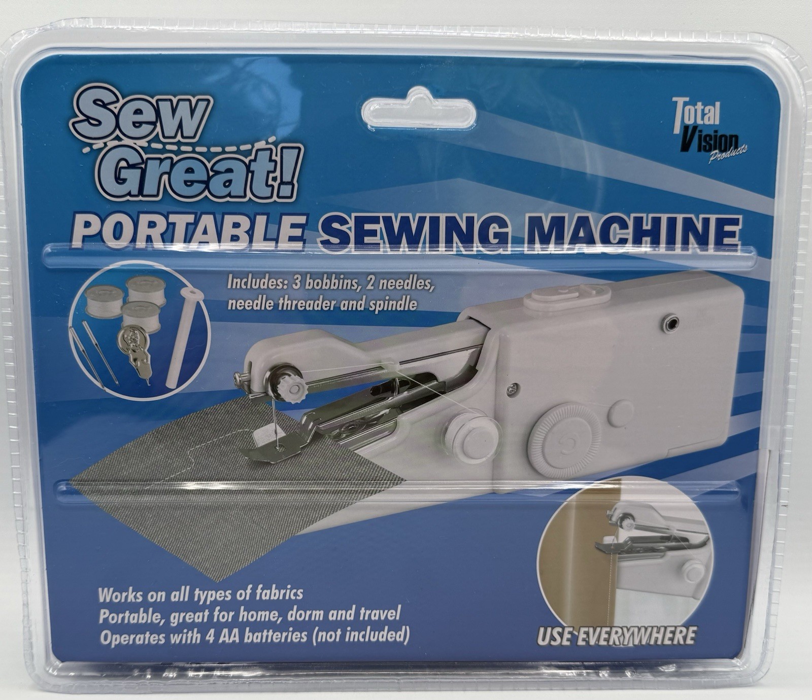 Sew Great Portable Sewing Machine by Total Vision Products Battery Operated