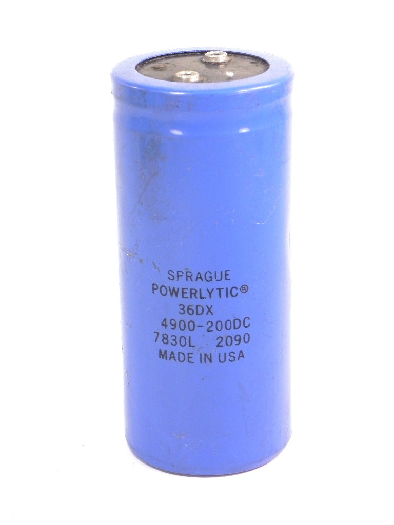 Sprague Powerlytic 4900-200DC Capacitor, 36 DX, Screw Terminals