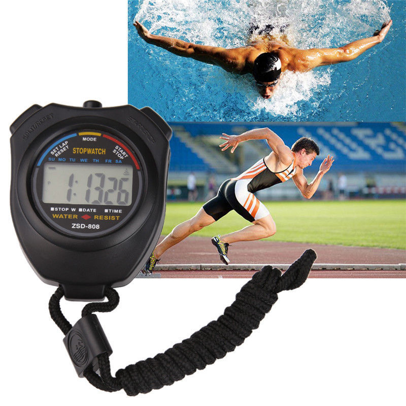 LCD Digital Stopwatch Sports Counter Timer Watch Handheld Countdown Stop Timer