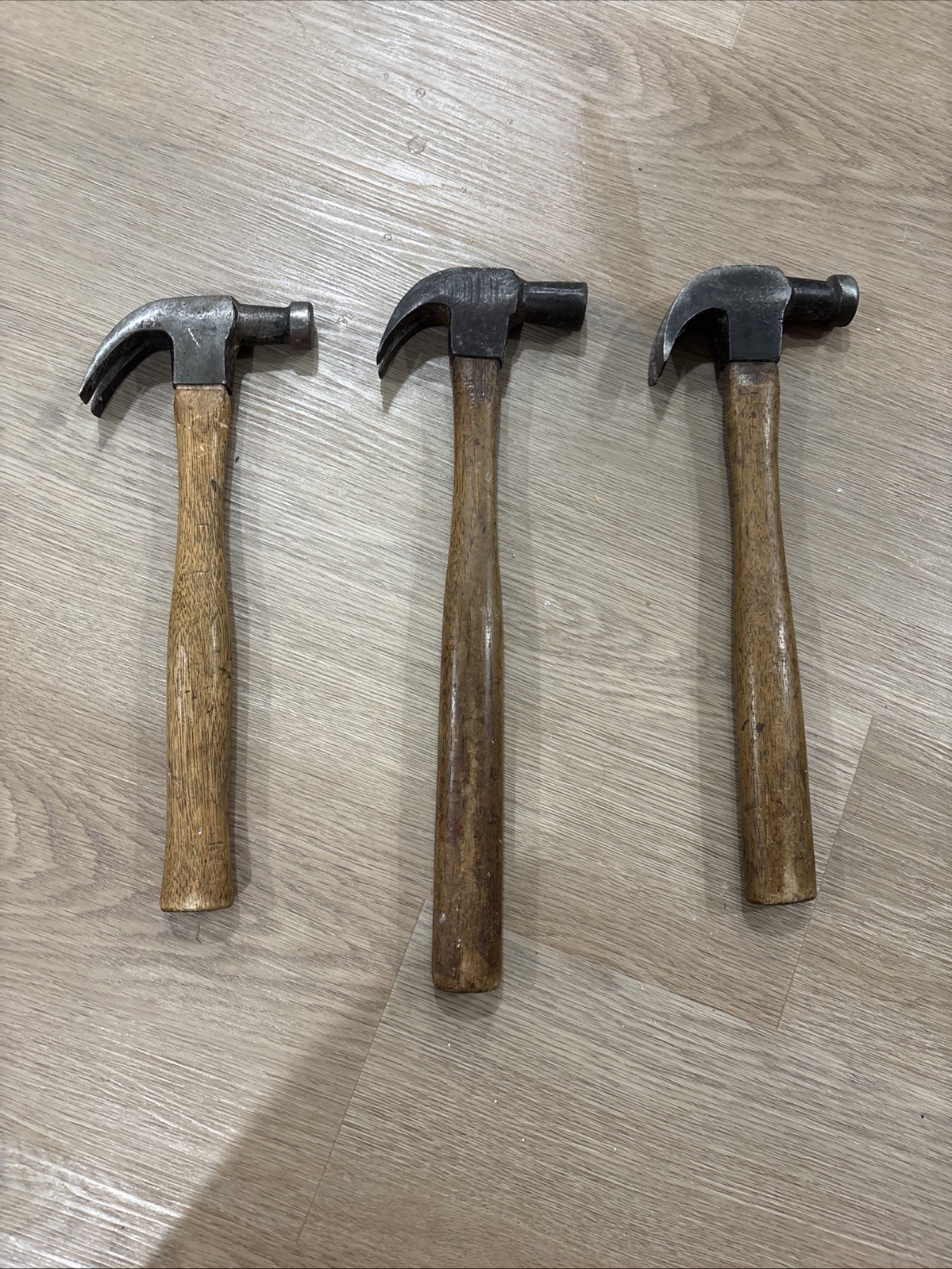 Lot Of 3 Vintage Claw Hammers - Wood Handle