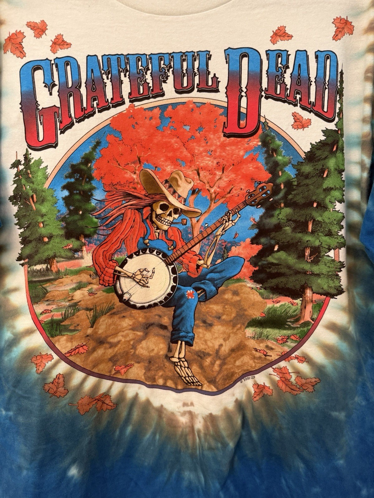 Grateful Dead Vintage Banjo Liquid Blue Tie dye ‘94 Re-issue sz LG FALL TOUR ‘94