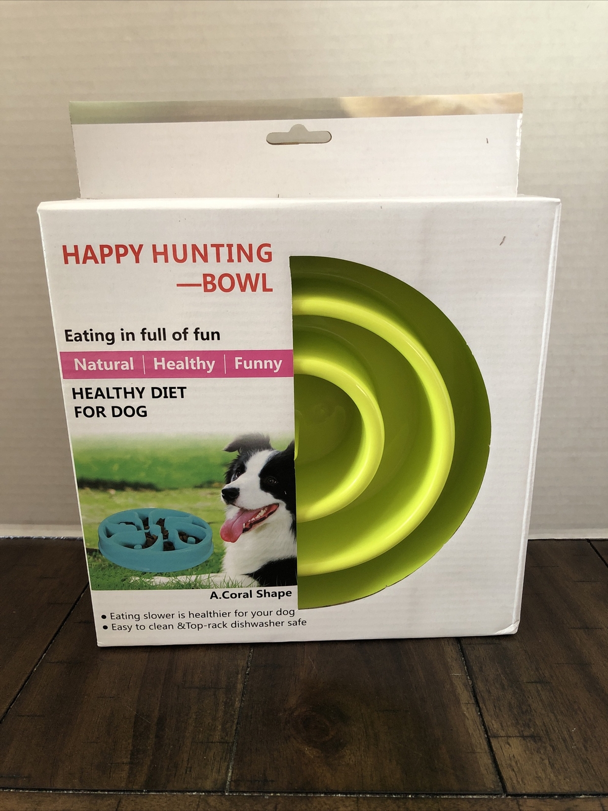 M Coral Shaped Happy Hunting Dog Bowl For Healthy Diet For A Dog Lime Green