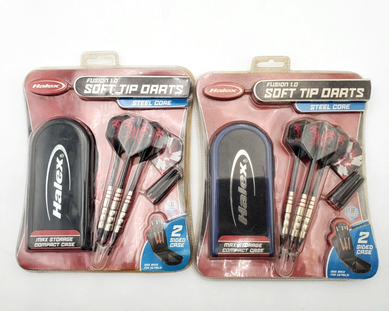 Halex Fusion 1.0 Soft Tip Darts Steel Core 18 Grams 2 Sided Case Set of 2