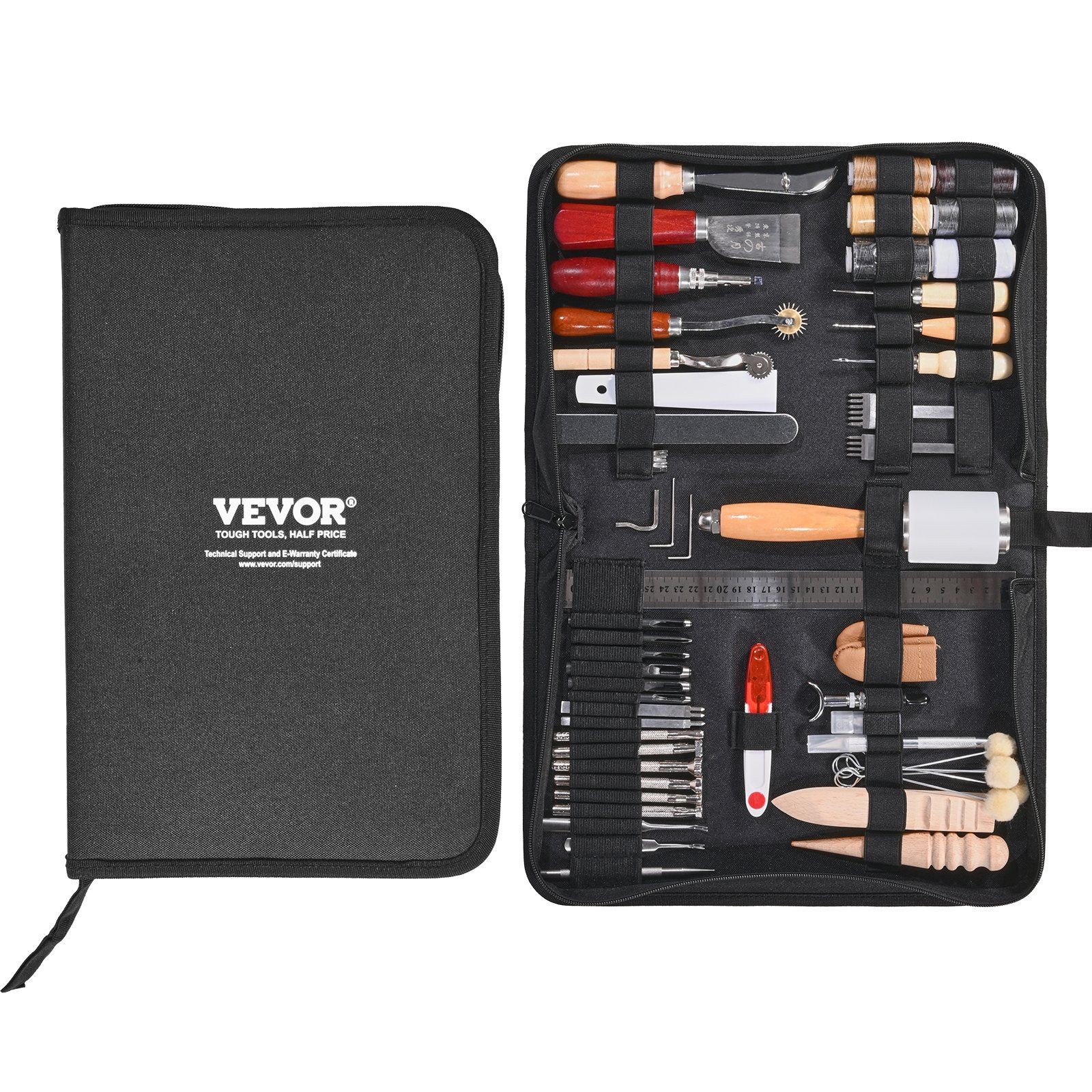 Ultimate Leather Artistry Kit Containing 59 Durable Craft Instruments