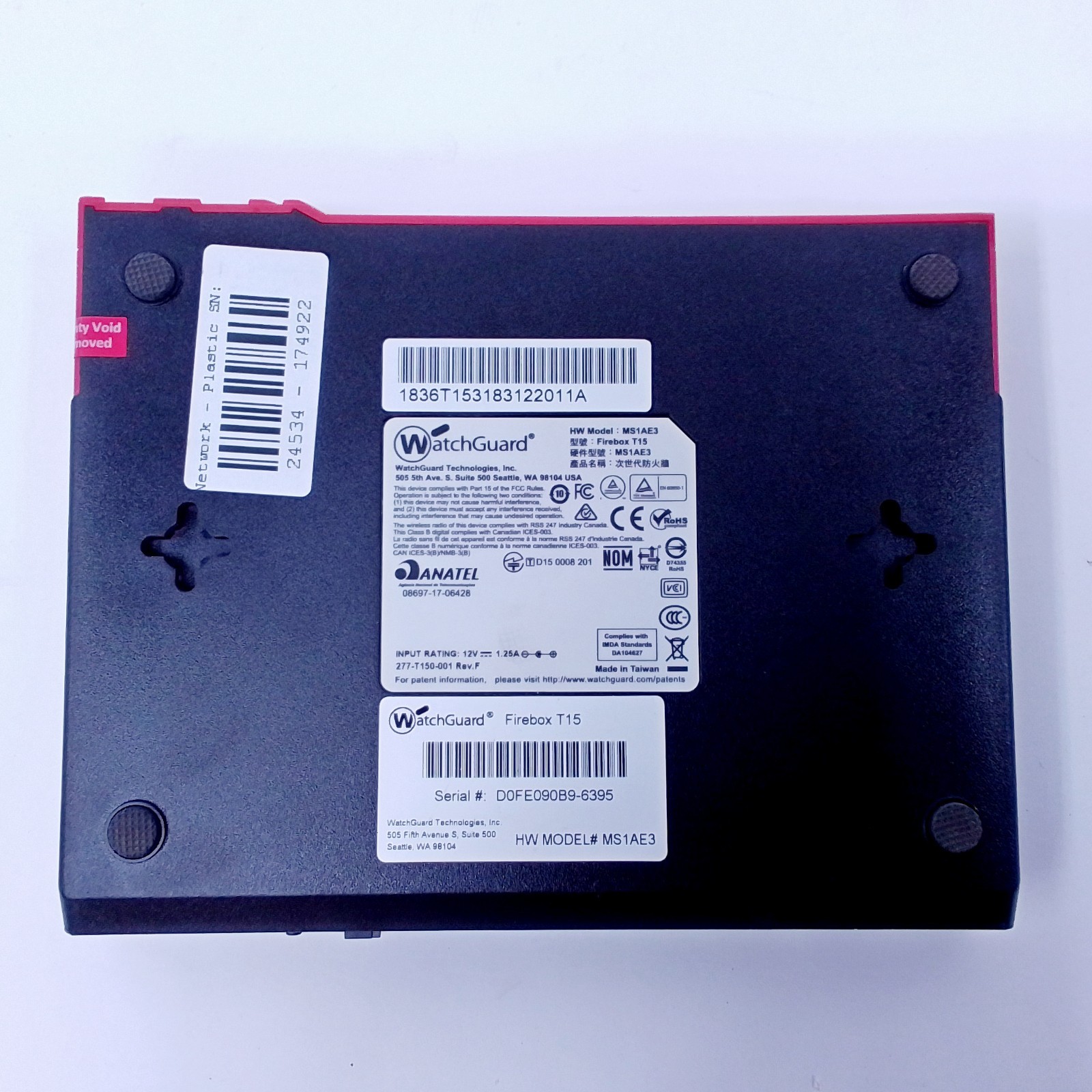 WatchGuard Firebox T15 MS1AE3 Firewall – w/ Generic Power Supply – Tested