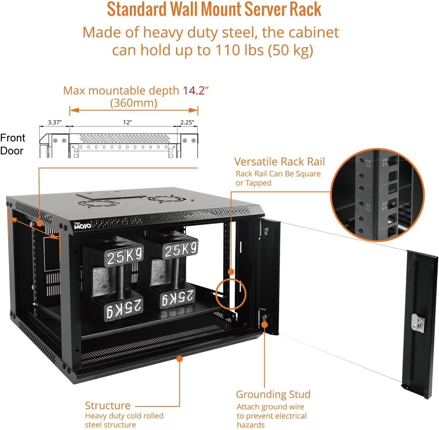 Tecmojo 6U Wall Mount Server Cabinet IT Network Rack Lockable Door #3675P T5