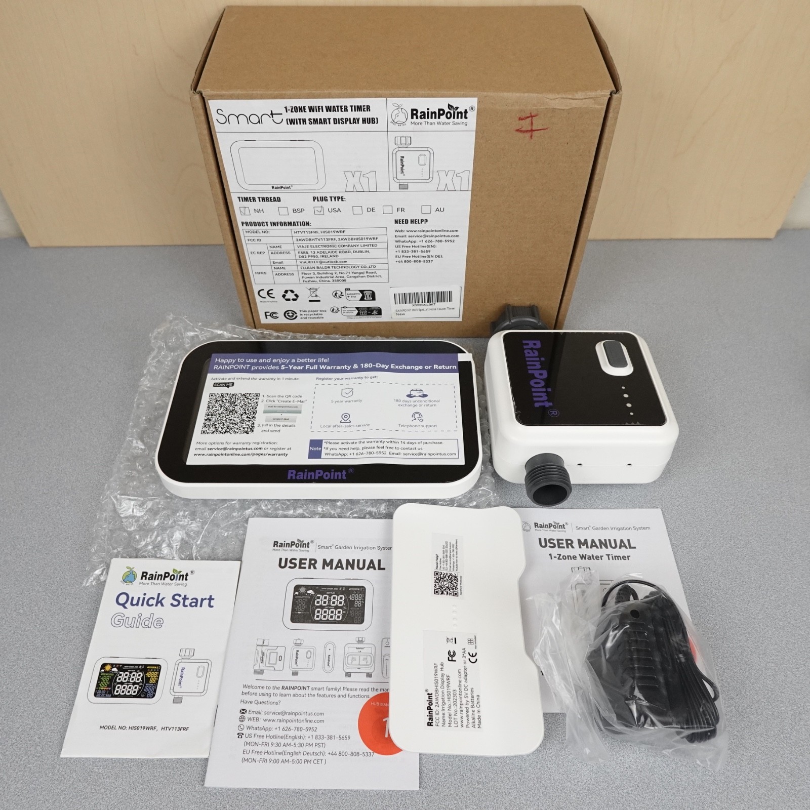 RAINPOINT 1-Zone WiFi Hose Timer, Smart Display Water Timer w/Water Usage OB