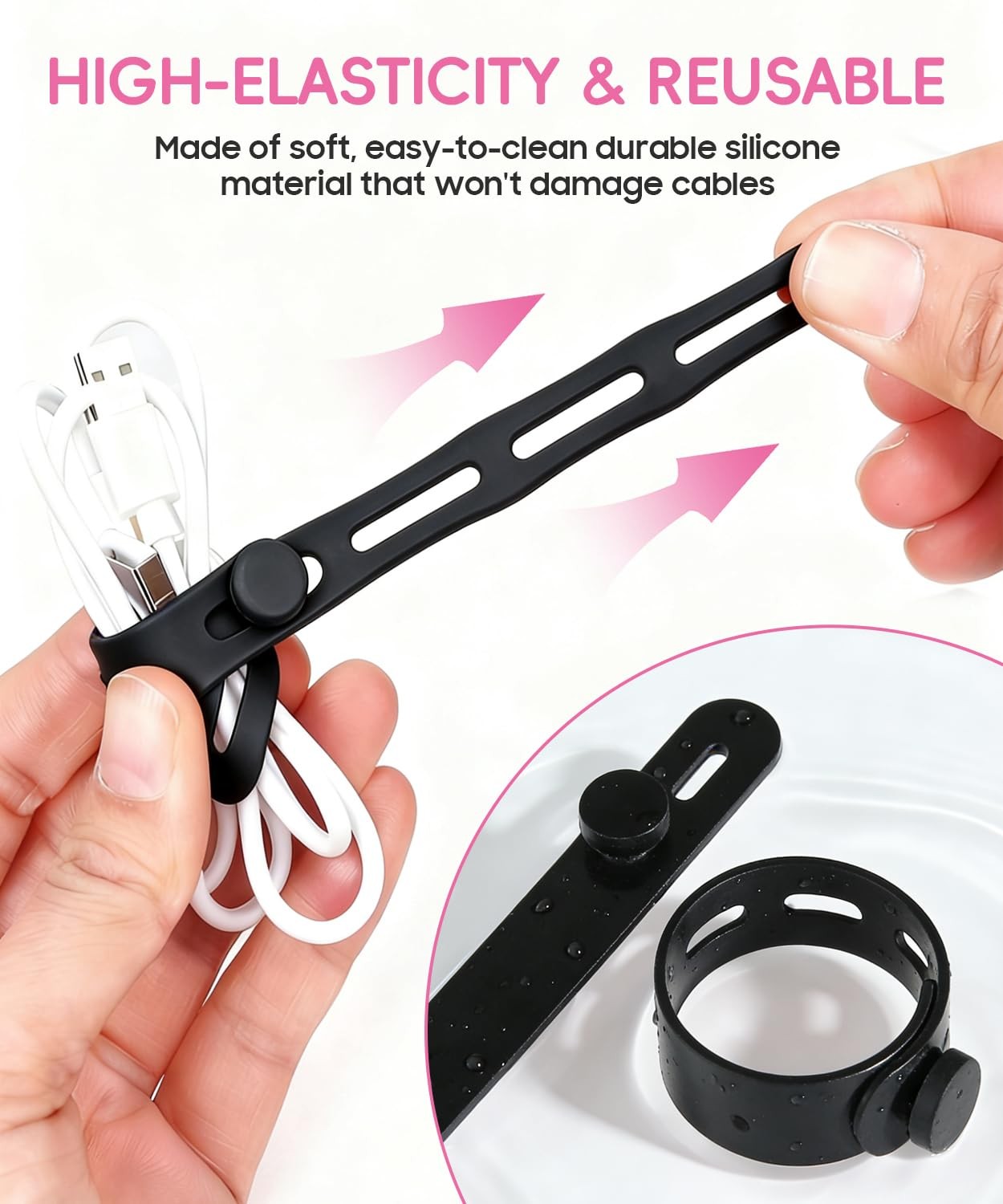 25Pack Silicone Cable Ties,Reusable Cord Organizer for Bundling Electrical Co...