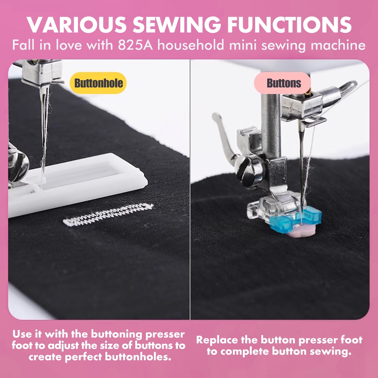 825A Multifunctional 12 Stitches Electric Mini Sewing Machine US Plug