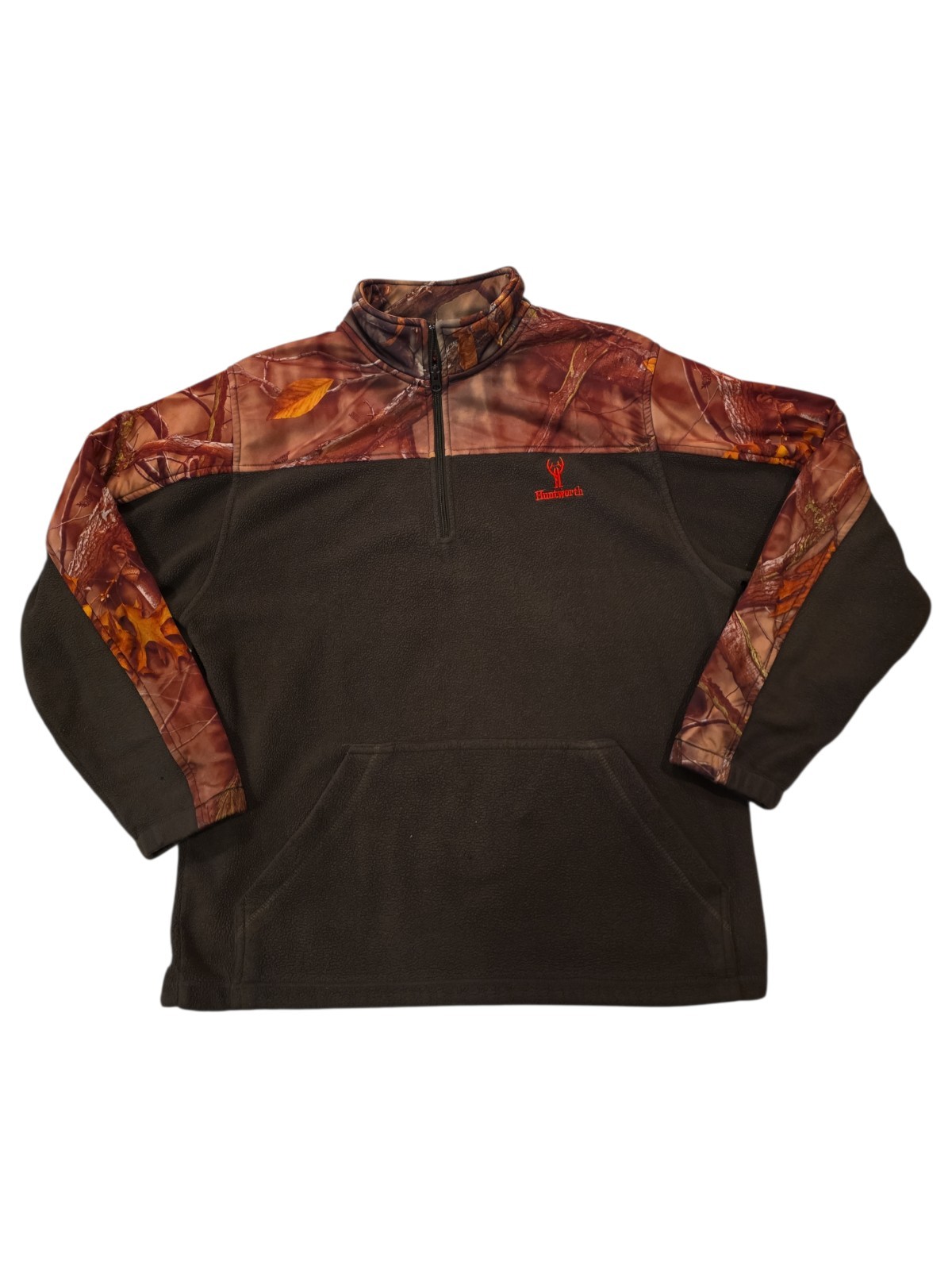 Huntworth Mens L Camo Fleece 1/4 Zip Pullover Oak Tree Evo Hunting