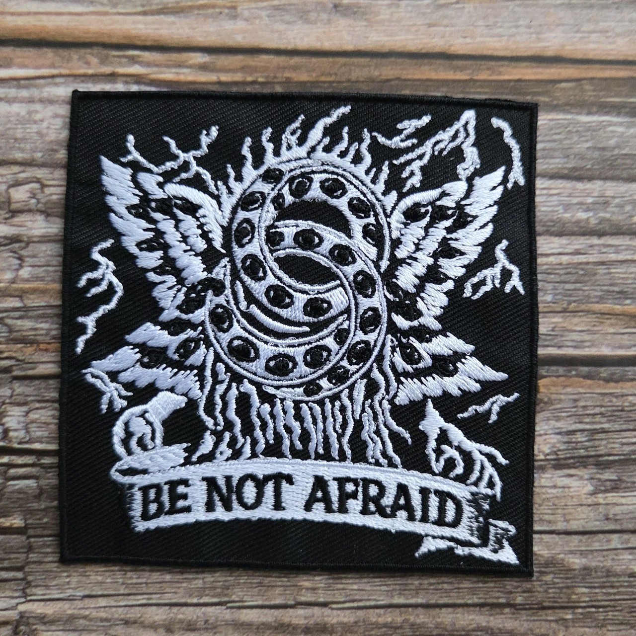 Anatomically Correct Christian Angel God Catholic Be Not Afraid Iron On Patch.