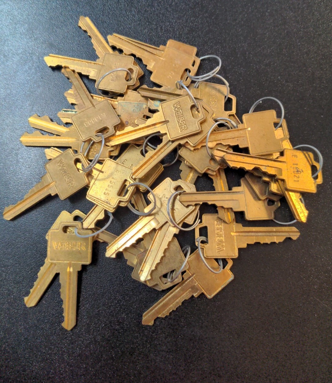 (2) WEISER Factory Cut Brass Keys NOS FREE SHIPPING