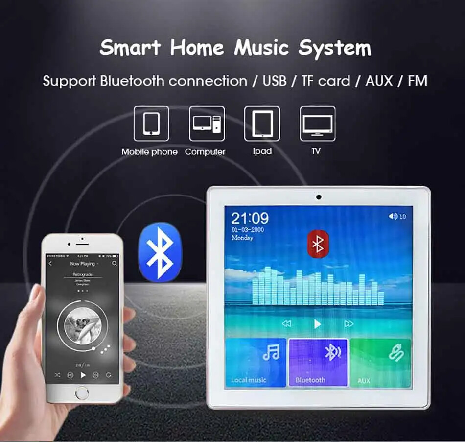 Bluetooth Wall Amplifier Music Panel Home Theater Sound System +Ceiling Speakers
