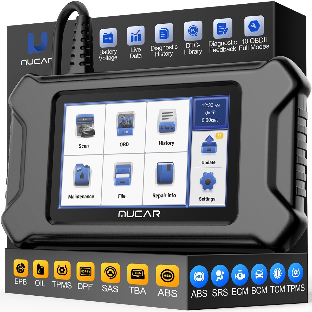 MUCAR CS6 Car OBD2 Diagnostic Scan Tool Scanner Code Reader ABS SRS E/CM System