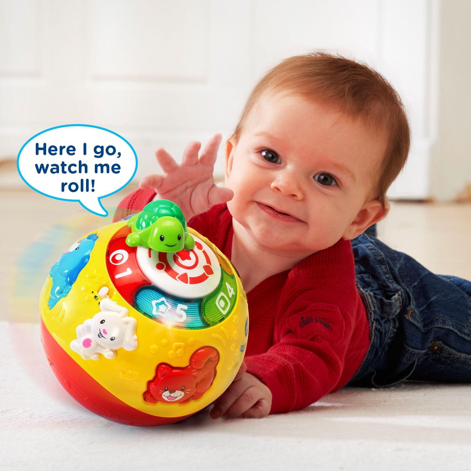 VTech Wiggle & Crawl Ball, Multicolor - Interactive Baby Toy, 6+ Months