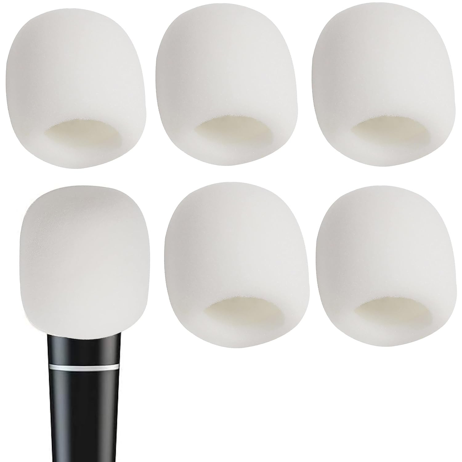 6 PCS White Microphone Cover Sponge Foam Mic Foam Filter Cover Handheld Micro...