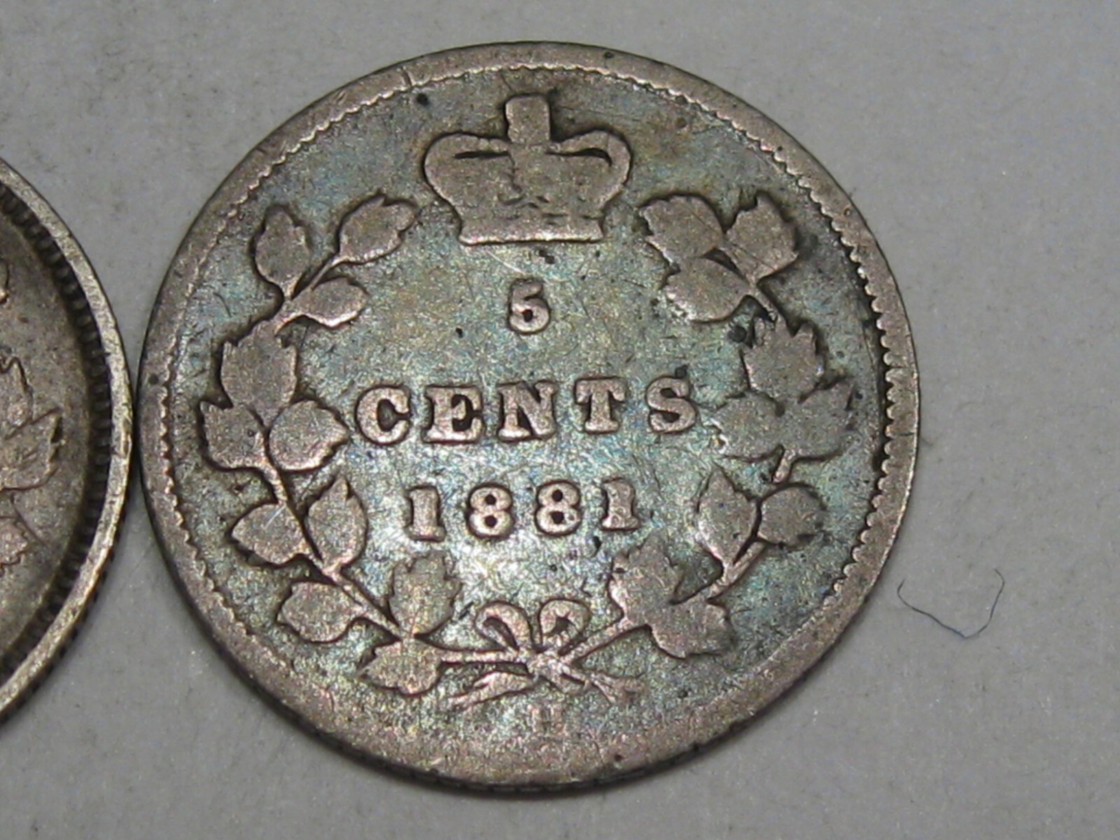 2 Silver 5¢ Cent CANADA - 1891 & 1881-H. #50