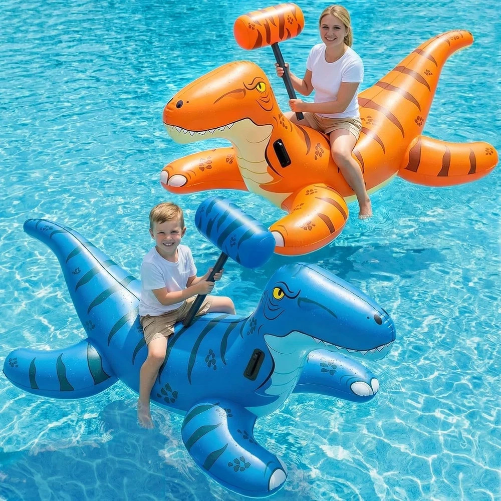 Pool Floats 2Pack Inflatable Dinosaur Ride On X Large Green Orange Jasonwell