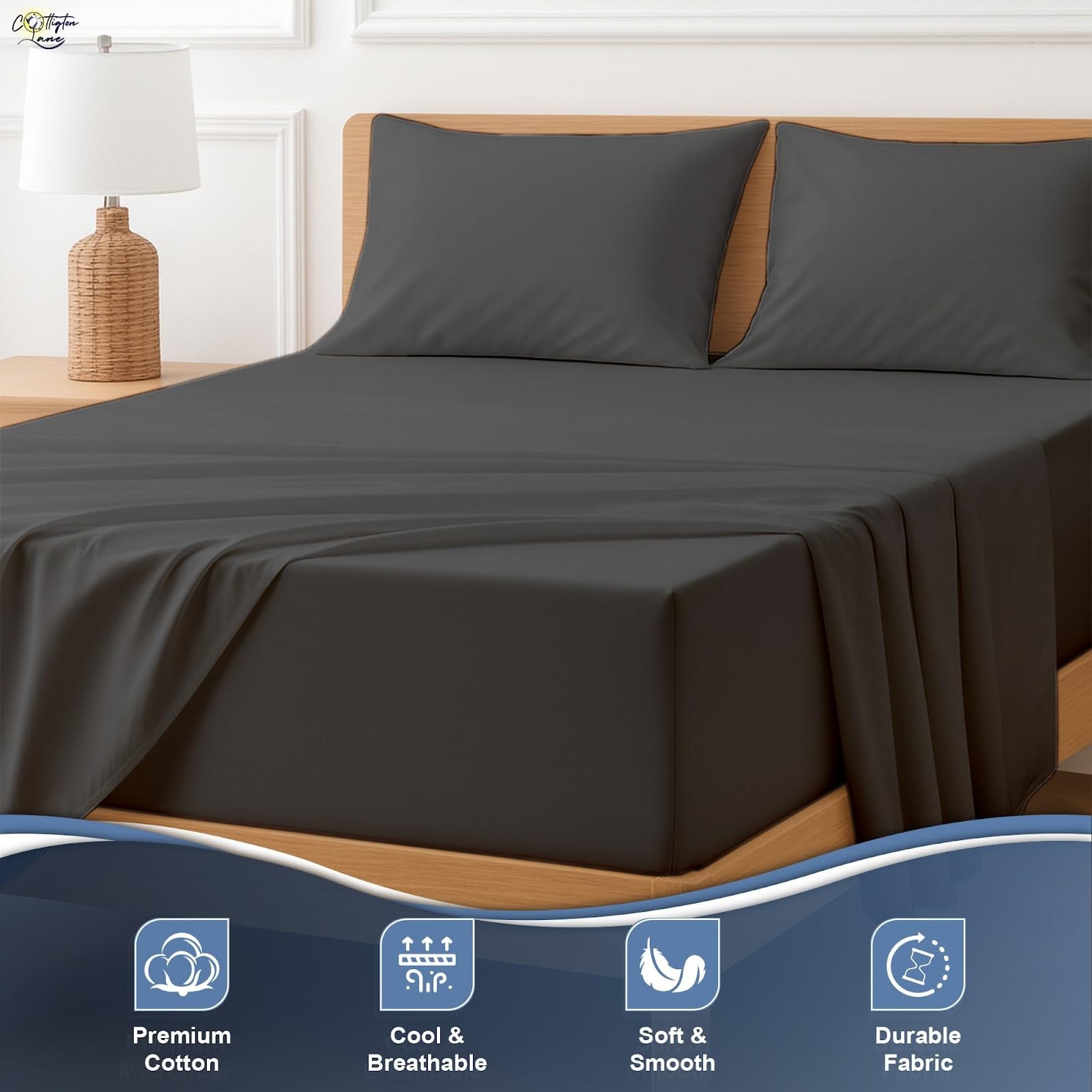 Extra Deep Pocket King Sheet Set Egyptian Cotton, 4 Piece Hotel Quality Luxur...