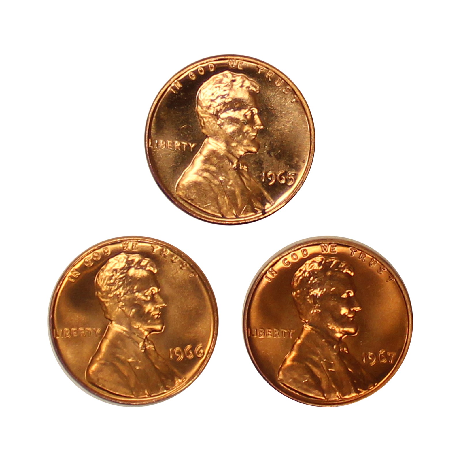 1965-1967 SMS Lincoln Memorial Cent Run 3 Coin Set