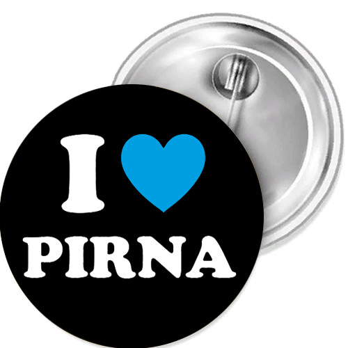 I love Pirna Heart Blue Saxony Button Pin Sticker Bottle Opening Mirror