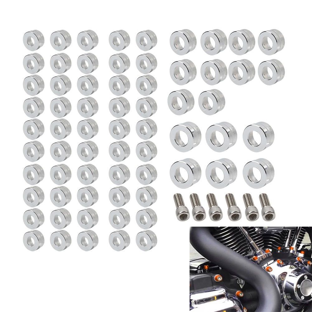 66X Engine Bolt Topper Caps Cover For Harley Touring Road Street Glide Twin Cam