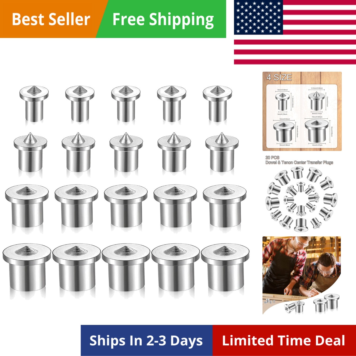 20 Pcs Dowel and Tenon Center Transfer Plugs Doweling Centering Pins Transfer...